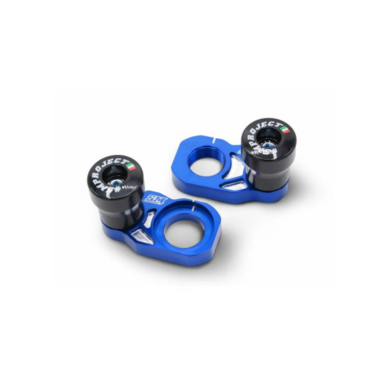 Tendeurs de chaine bleus avec protections SM PROJECT - Axe 22mm - TM RACING 250-530 SMR 2008-2015 / SMX 2006-2021