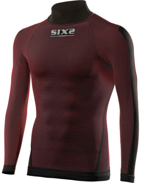 Maillot technique SIXS TS3 manches longues + col - Rouge noir