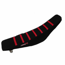 Housse de selle CrossX Racing avec bandes Honda 150 CRF 2007-2018 Noir-Noir-Rouge