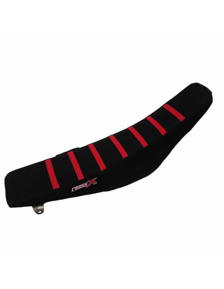 Housse de selle CrossX Racing avec bandes Honda 150 CRF 2007-2018 Noir-Noir-Rouge