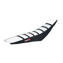 Housse de selle CrossX avec bandes Kawasaki 125 250 KX 2003-2007 Blanc-Noir-Noir