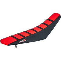 Housse de selle CrossX avec bandes Honda 250 CRF-R 2014-2017 450 CRF-R 2013-2016 Rouge-Noir-Noir