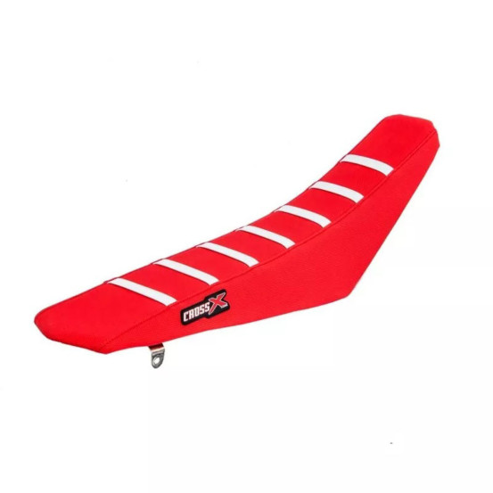 Housse de selle CrossX avec bandes Honda 250 CRF-R 2004-2009 450 CRF-R 2005-2008 Rouge-Rouge-Blanc