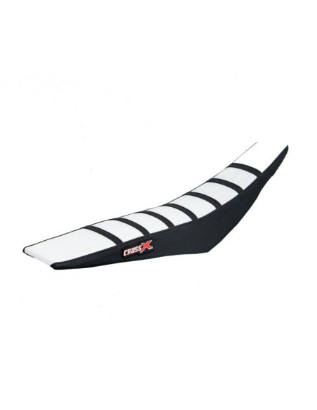Housse de selle CrossX Racing avec bandes Honda 450 CRF-R 2017-2018 250 CRF-R 2018 Blanc-Noir