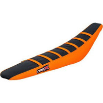 Housse de selle CrossX avec bandes KTM SX-SXF 2011-2015 EXC 2012-2016 Noir-Orange-Orange