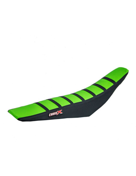 Housse de selle CrossX avec bandes Kawasaki 125 250 KX 2003-2007 Vert-Noir-Noir