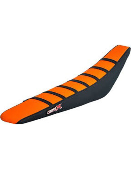 Housse de selle CrossX avec bandes KTM SX-SXF 2011-2015 EXC 2012-2016 Orange-Noir-Noir
