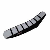 Housse de selle CrossX Racing avec bandes Suzuki 85 RM 2002-2018 Blanc-Noir