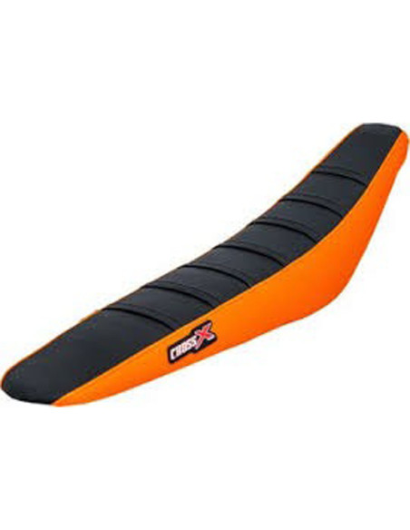 Housse de selle CrossX avec bandes KTM SX-SXF 2011-2015 EXC 2012-2016 Noir-Orange-Noir