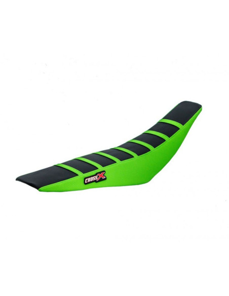 Housse de selle CrossX Racing avec bandes Kawasaki 250 KXF 2013-2016 450 KXF 2012-2015 Noir-Vert