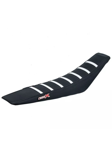 Housse de selle CrossX avec bandes Husqvarna FC-TC 2016-2018 FE-TE 2017-2019 Noir-Noir-Blanc