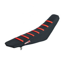 Housse de selle CrossX avec bandes Yamaha 125-250 YZ 2002-2021 Noir-Noir-Rouge
