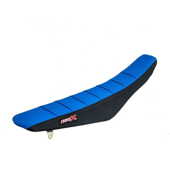 Housse de selle CrossX avec bandes Suzuki 85 RM 2002-2014 Bleu-Noir-Bleu