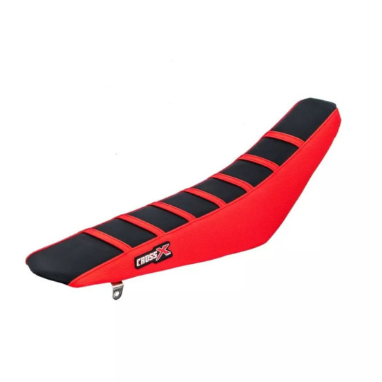 Housse de selle CrossX avec bandes Honda 250 CRF-R 2014-2017 450 CRF-R 2013-2016 Noir-Rouge-Rouge
