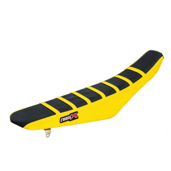 Housse de selle CrossX avec bandes Suzuki 400 DRZ 2001-2009 Noir-Jaune-Jaune