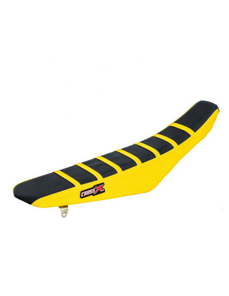 Housse de selle CrossX avec bandes Suzuki 400 DRZ 2001-2009 Noir-Jaune-Jaune