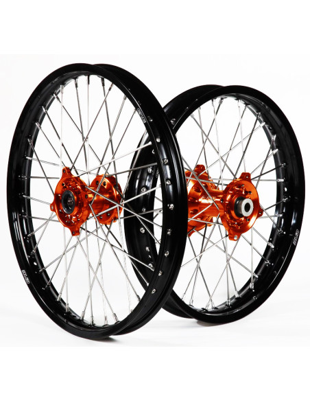 Paire de roues BUD Racing moyeux Orange KTM Husqvarna Enduro 18'' 2016-2026