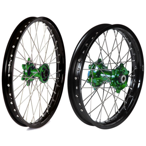 Paire de roues BUD Racing moyeux Vert Kawasaki KX KXF 2006-2026