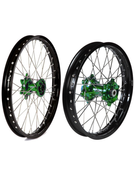 Paire de roues BUD Racing moyeux Vert Kawasaki KX KXF 2006-2026