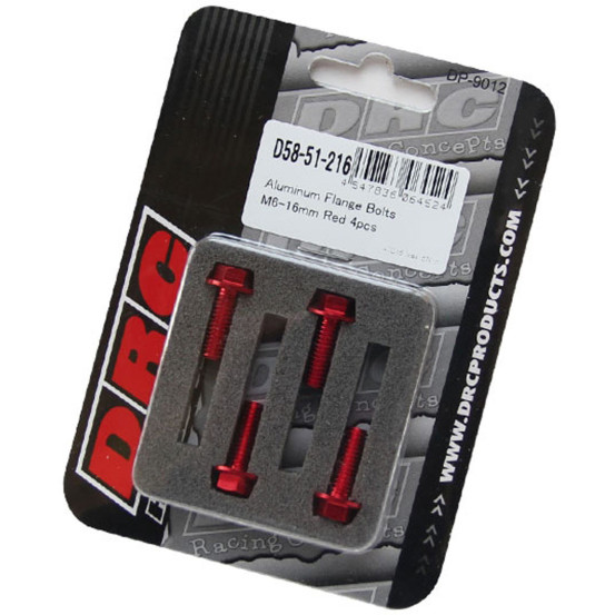 Lot de vis alu tête hexagonale DRC M6 16mm Rouge (x4)