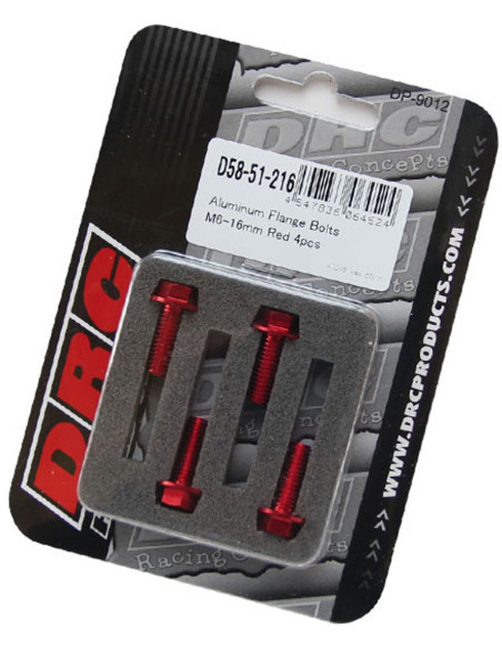Lot de vis alu tête hexagonale DRC M6 16mm Rouge (x4)