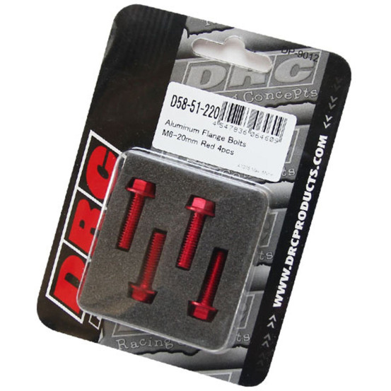 Lot de vis alu tête hexagonale DRC M6 20mm Rouge (x4)
