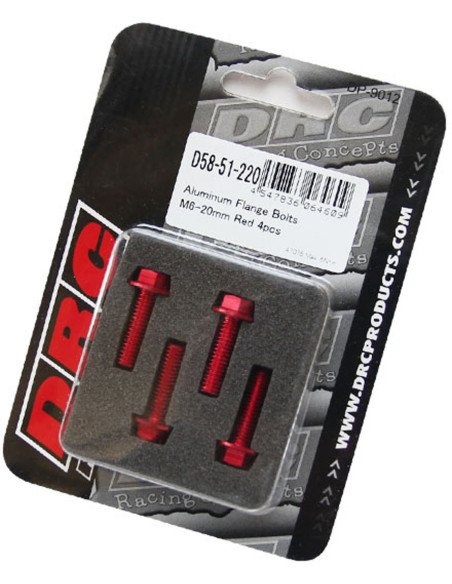 Lot de vis alu tête hexagonale DRC M6 20mm Rouge (x4)