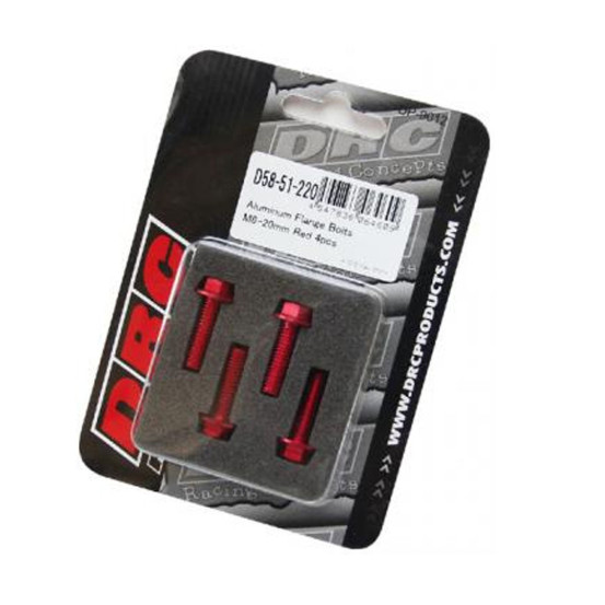 Lot de vis alu tête hexagonale DRC M6 25mm Rouge (x4)