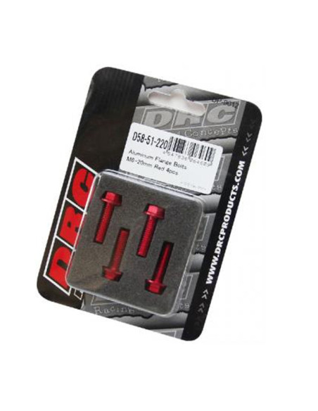 Lot de vis alu tête hexagonale DRC M6 25mm Rouge (x4)