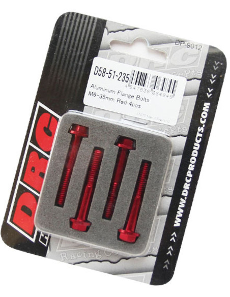 Lot de vis alu tête hexagonale DRC M6 35mm Rouge (x4)