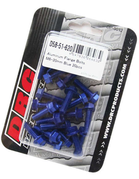 Lot de vis alu tête hexagonale DRC M6 20mm Bleu (x20)