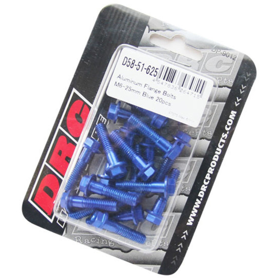 Lot de vis alu tête hexagonale DRC M6 25mm Bleu (x20)