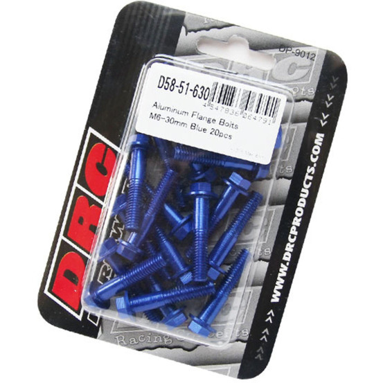Lot de vis alu tête hexagonale DRC M6 30mm Bleu (x20)