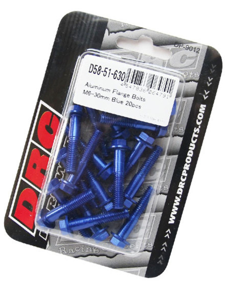 Lot de vis alu tête hexagonale DRC M6 30mm Bleu (x20)