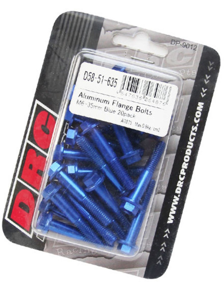 Lot de vis alu tête hexagonale DRC M6 35mm Bleu (x20)
