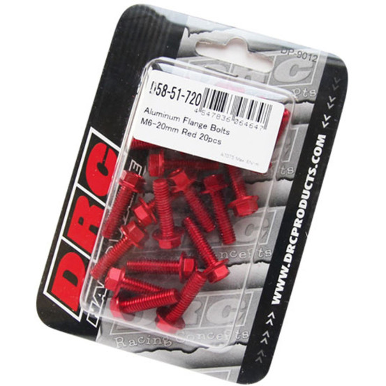 Lot de vis alu tête hexagonale DRC M6 20mm Rouge (x20)