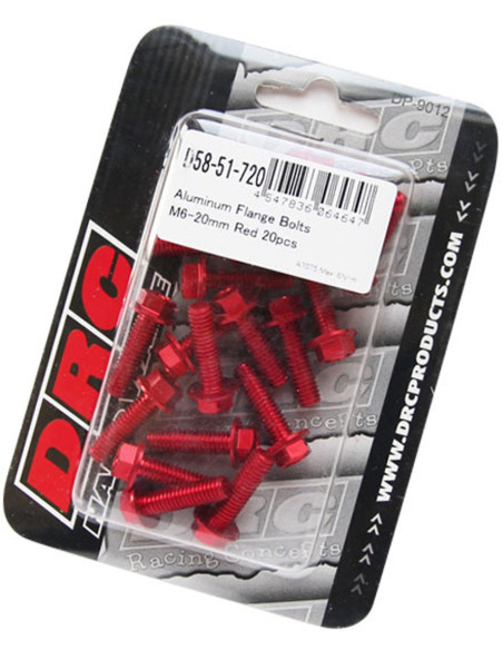 Lot de vis alu tête hexagonale DRC M6 20mm Rouge (x20)