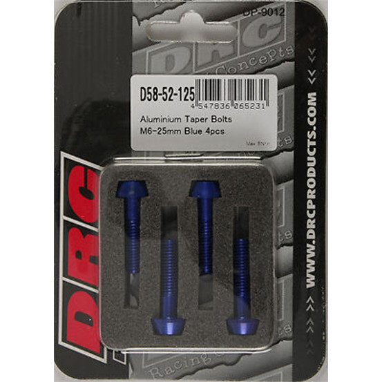 Lot de vis alu tête BTR conique DRC M6 25mm Bleu (x4)
