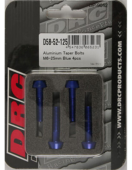 Lot de vis alu tête BTR conique DRC M6 25mm Bleu (x4)
