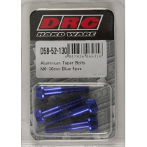 Lot de vis alu tête BTR conique DRC M6 30mm Bleu (x4)