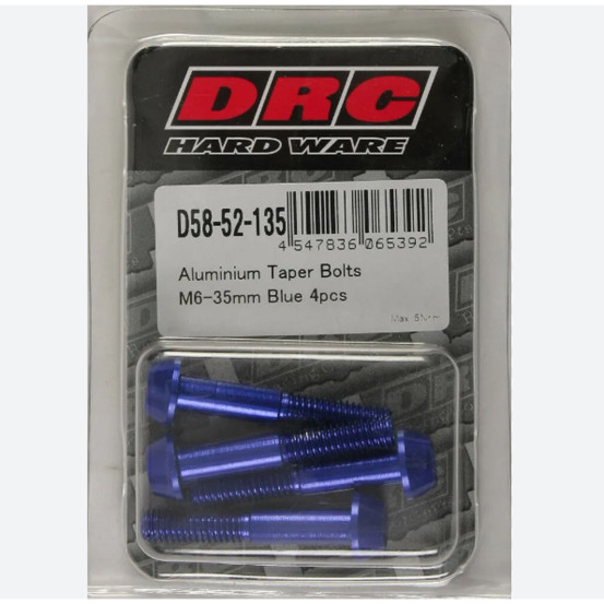 Lot de vis alu tête BTR conique DRC M6 35mm Bleu (x4)
