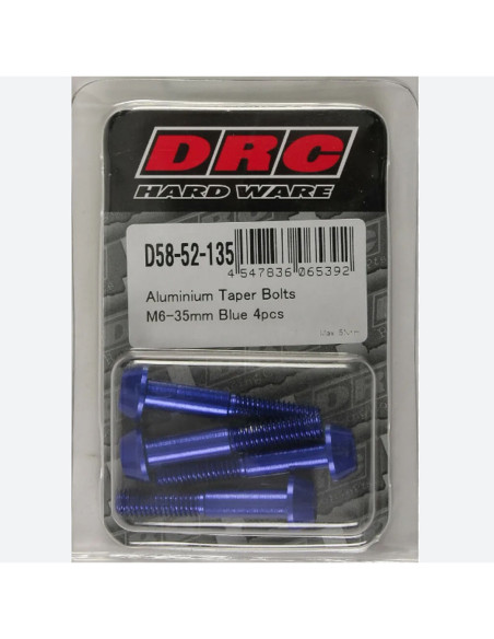 Lot de vis alu tête BTR conique DRC M6 35mm Bleu (x4)