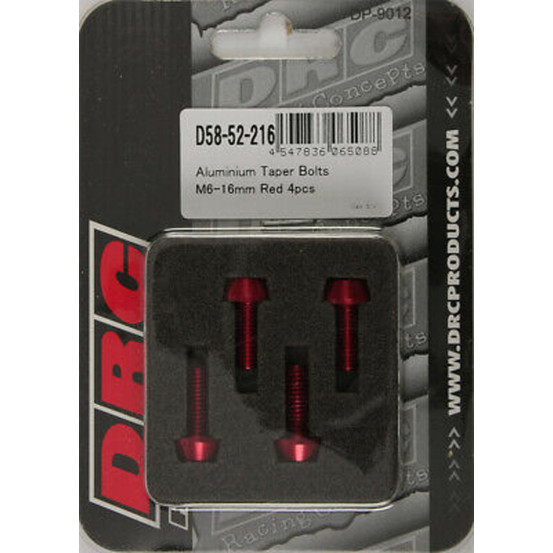 Lot de vis alu tête BTR conique DRC M6 16mm Rouge (x4)