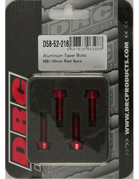 Lot de vis alu tête BTR conique DRC M6 16mm Rouge (x4)
