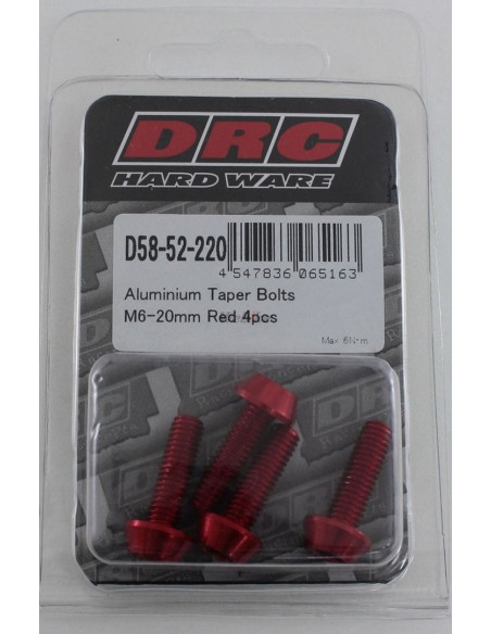 Lot de vis alu tête BTR conique DRC M6 20mm Rouge (x4)