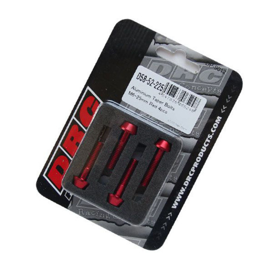 Lot de vis alu tête BTR conique DRC M6 25mm Rouge (x4)
