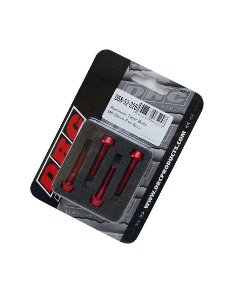 Lot de vis alu tête BTR conique DRC M6 25mm Rouge (x4)