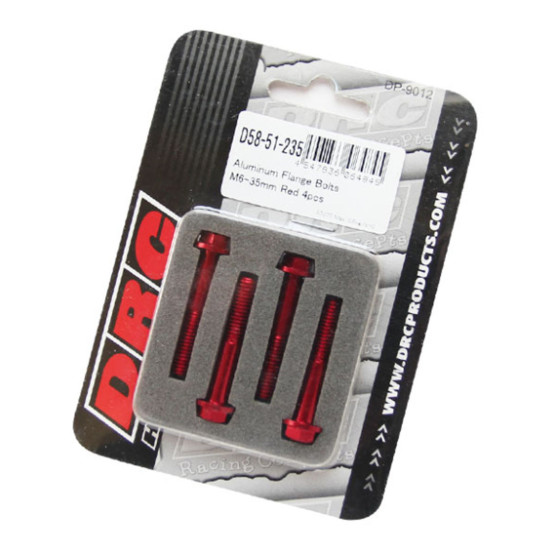Lot de vis alu tête BTR conique DRC M6 30mm Rouge (x4)