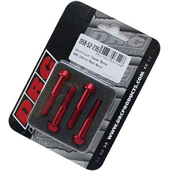 Lot de vis alu tête BTR conique DRC M6 35mm Rouge (x4)