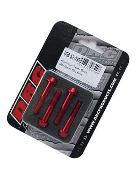 Lot de vis alu tête BTR conique DRC M6 35mm Rouge (x4)